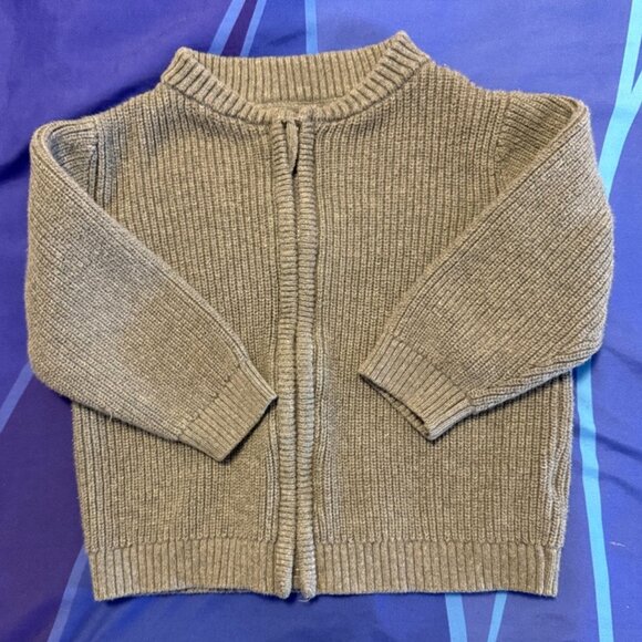 🔥6/$10🔥 Tex Baby Sweater / Zip-Up Cardigan, 12 Months, Gray - Picture 2 of 7